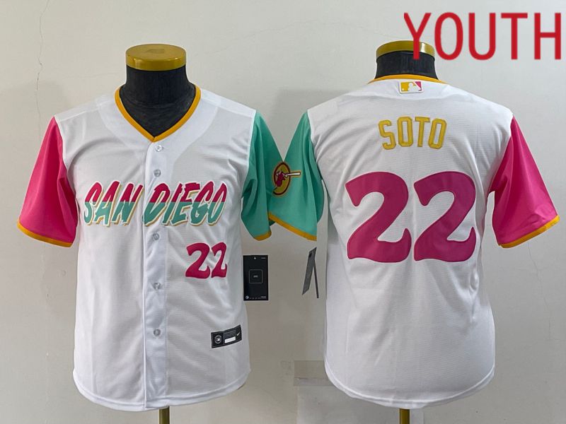 Youth San Diego Padres 22 Soto White City Edition Nike 2022 MLB Jerseys